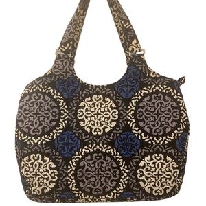 Vera Bradley Vintage Blue Medallion Quilted Large Tote Purse Bag Retired Print